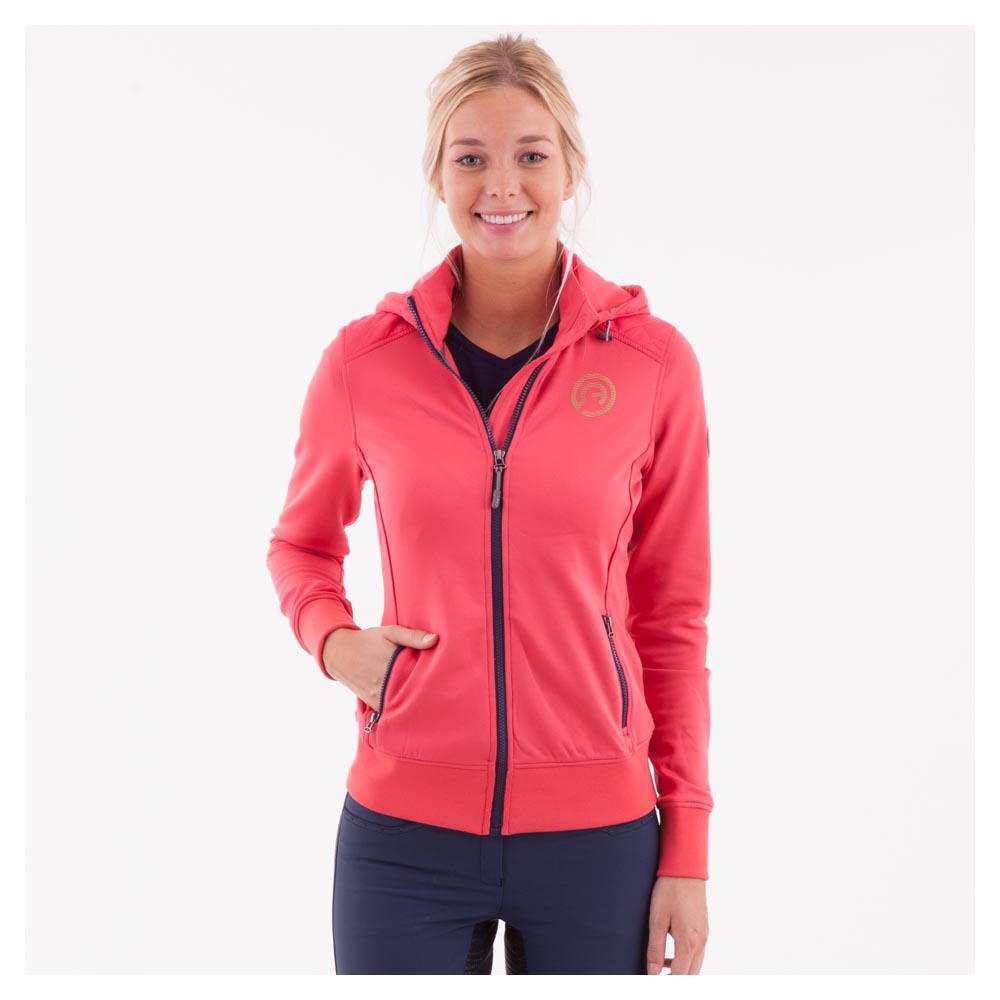 Raspberry and navy blue training fleece with hood for women – ANKY