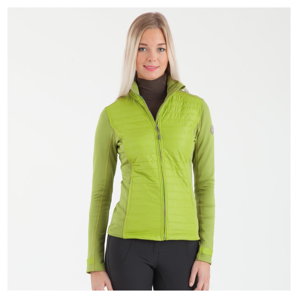Lightweight short green (Parrot) technical training jacket with polar lining, rainbow zipper, and high collar for women – ANKY