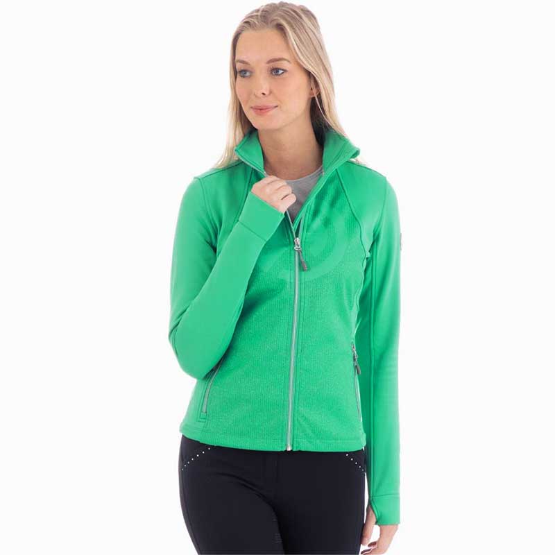 Green training fleece jacket (teal green) with golden glitter for women - ANKY