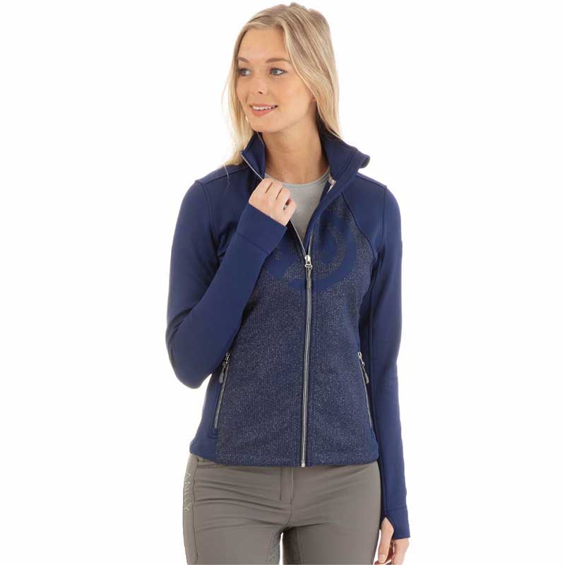 Veste polaire d'entraînement bleu marine (dark blue) à paillettes argentée pour femme - Anky