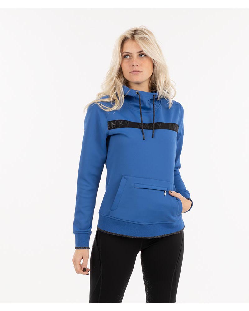 Sweat technique bleu (deja vu blue) avec capuche pour femme - Anky