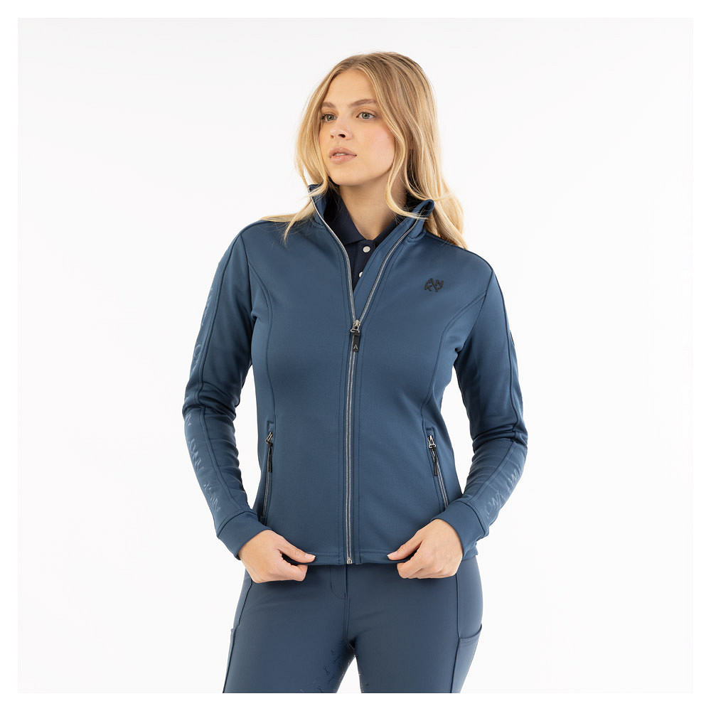 Women’s navy technical jacket with front zipper, logo on sleeve and shoulder - ANKY