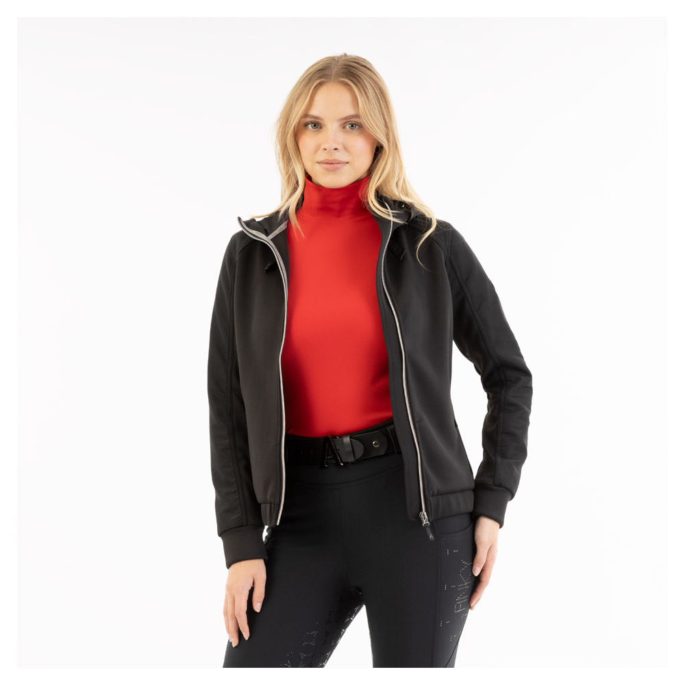 Sudadera negra con capucha y cremallera para mujer-Anky
