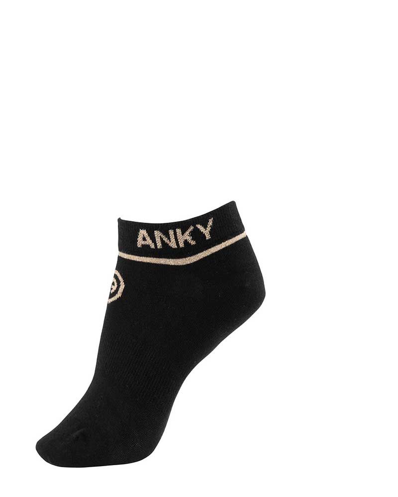 Calcetines tobilleros azul marino (zwart) con detalles en brillantina dorada - ANKY