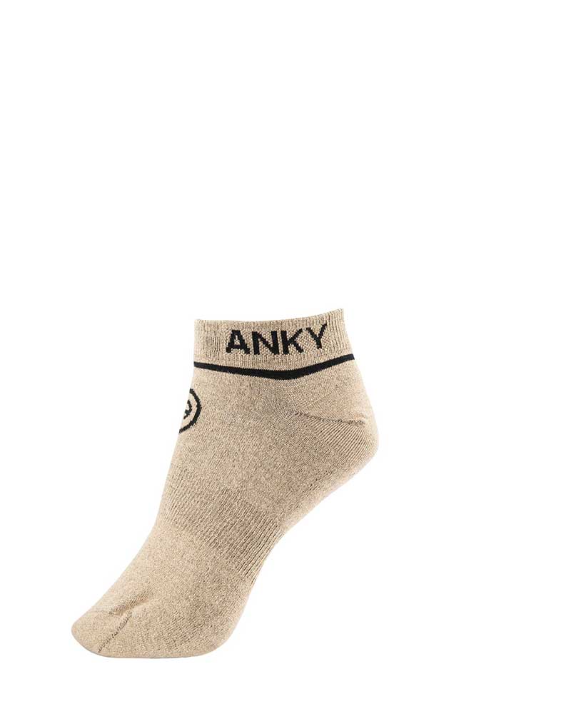 Calcetines tobilleros beige efecto brillantina dorada (gold) - ANKY