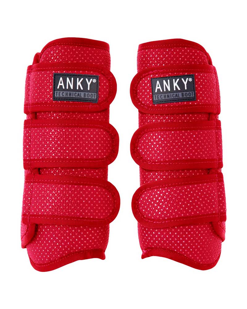 2 Climatrole ruby red dressage boots with brilliants inside the perforations by ANKY
