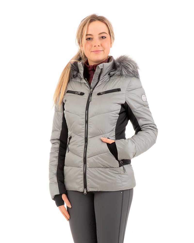Silver quilted coat with shimmer effect for women – ANKY