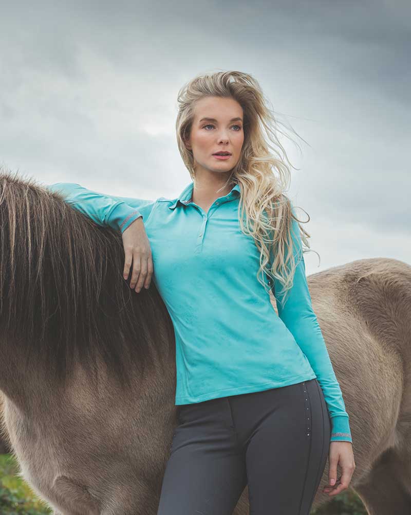Turquoise (Ceramic) long-sleeve training polo for women – ANKY