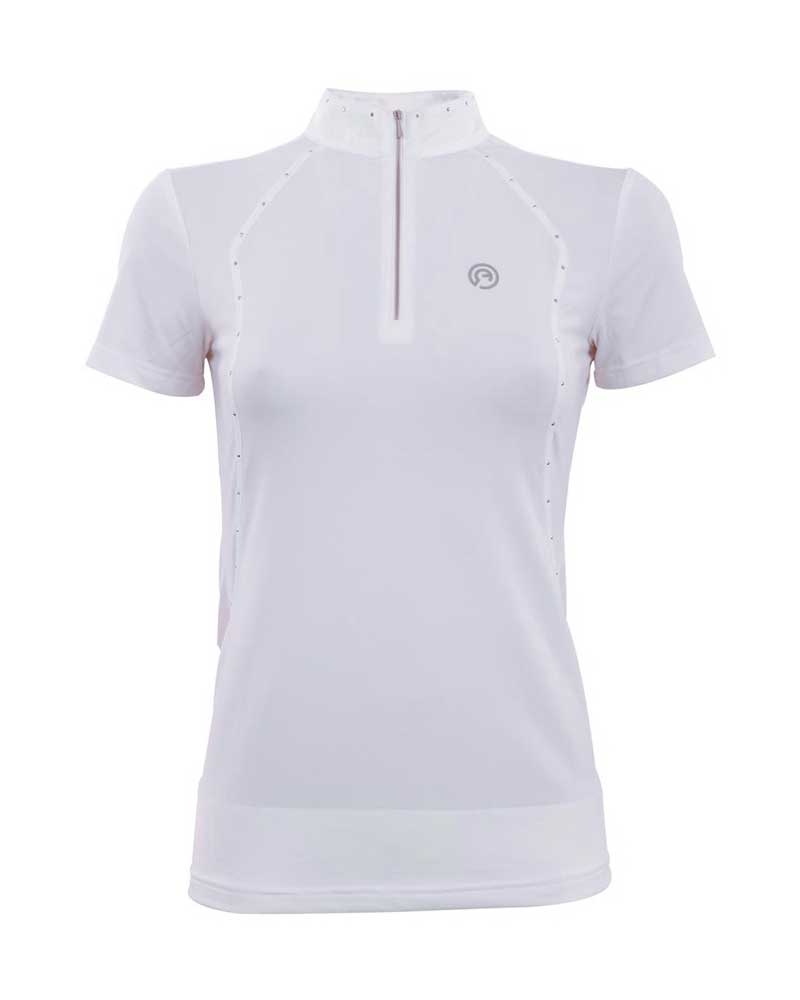 Women's Short-Sleeve White Technical Competition Polo with Studs – Stylish – ANKY