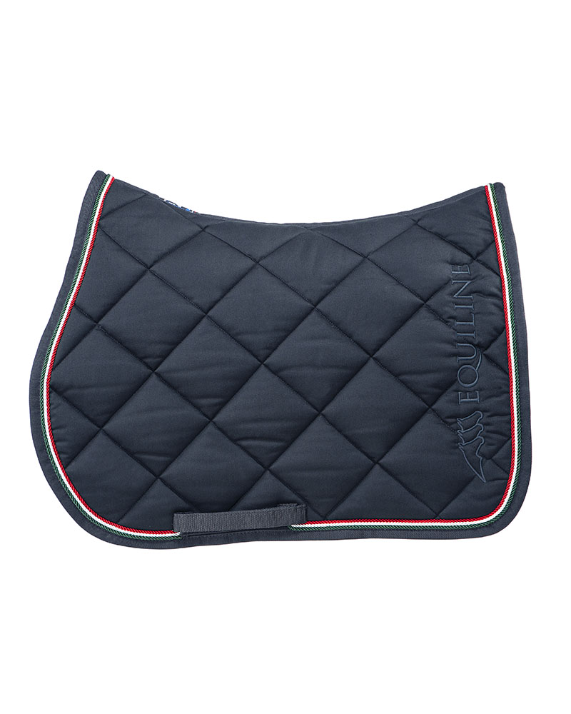 Tapis de saut bleu marine avec broderie bleue et tresse Rombo - Equiline