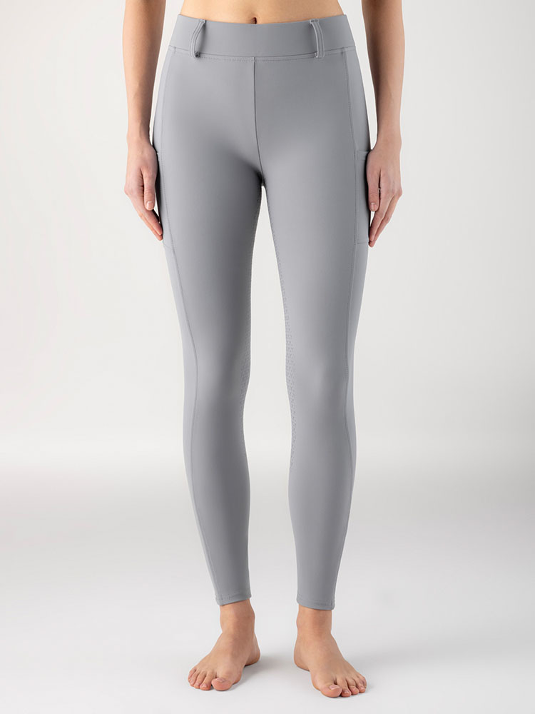 Leggings gris avec poches latéraux (full grip) pour femme- Equiline