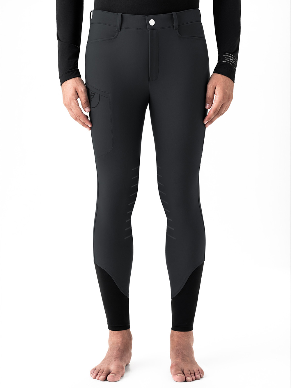 Black knee-grip riding breeches with side zip pocket for men Enkask - Equiline