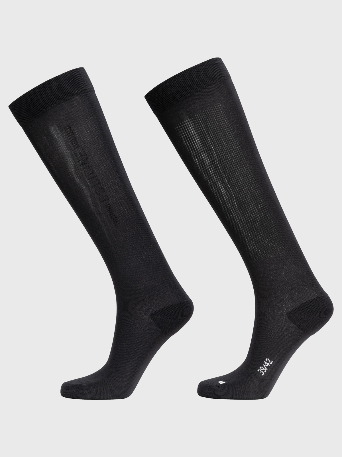 Women’s black knee-high socks with vertical micro-stud logo Galz - Equiline