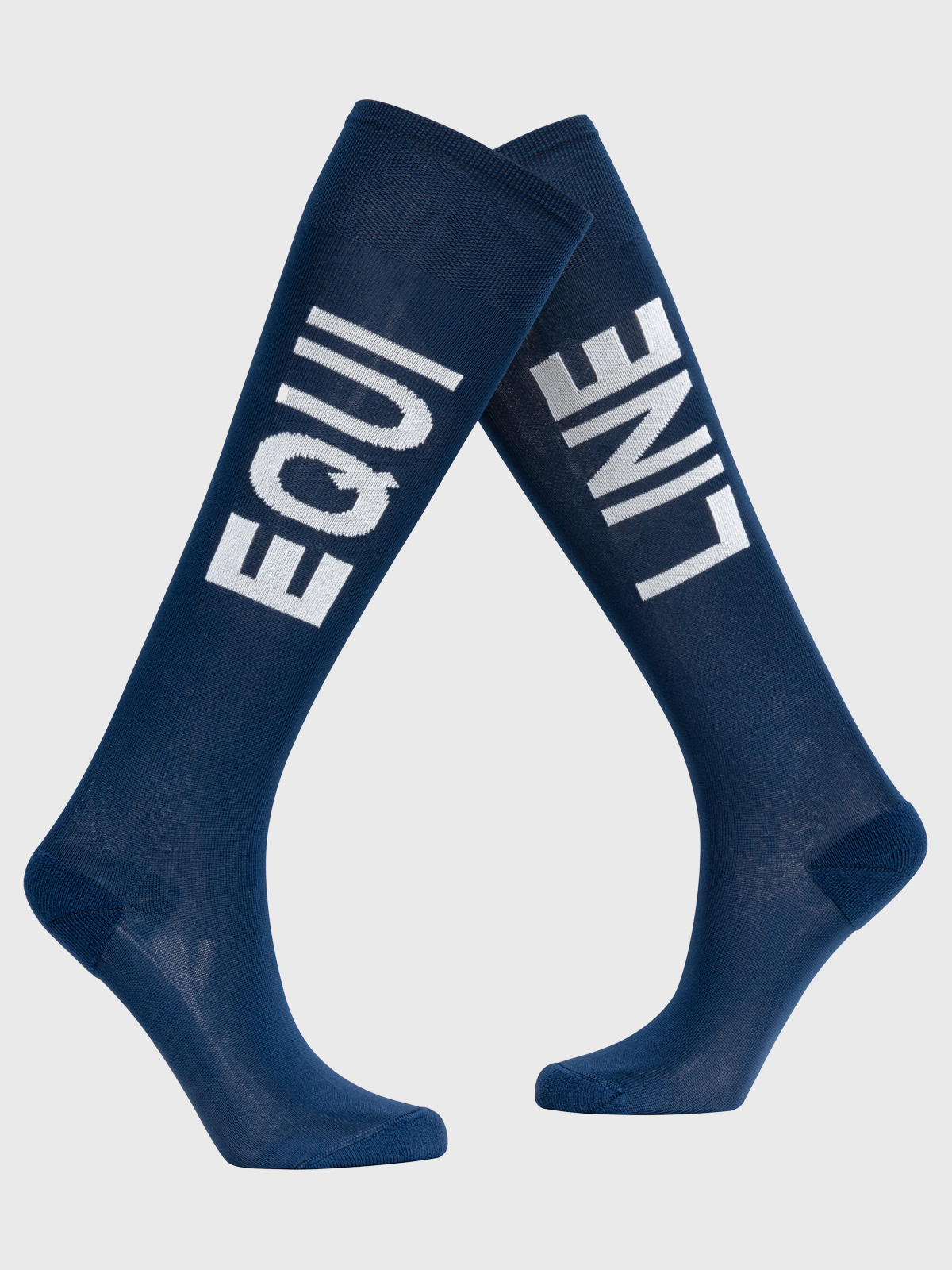 Calcetines de caña alta junior (unisex) azul marino con el logotipo de letras en blanco -Equiline