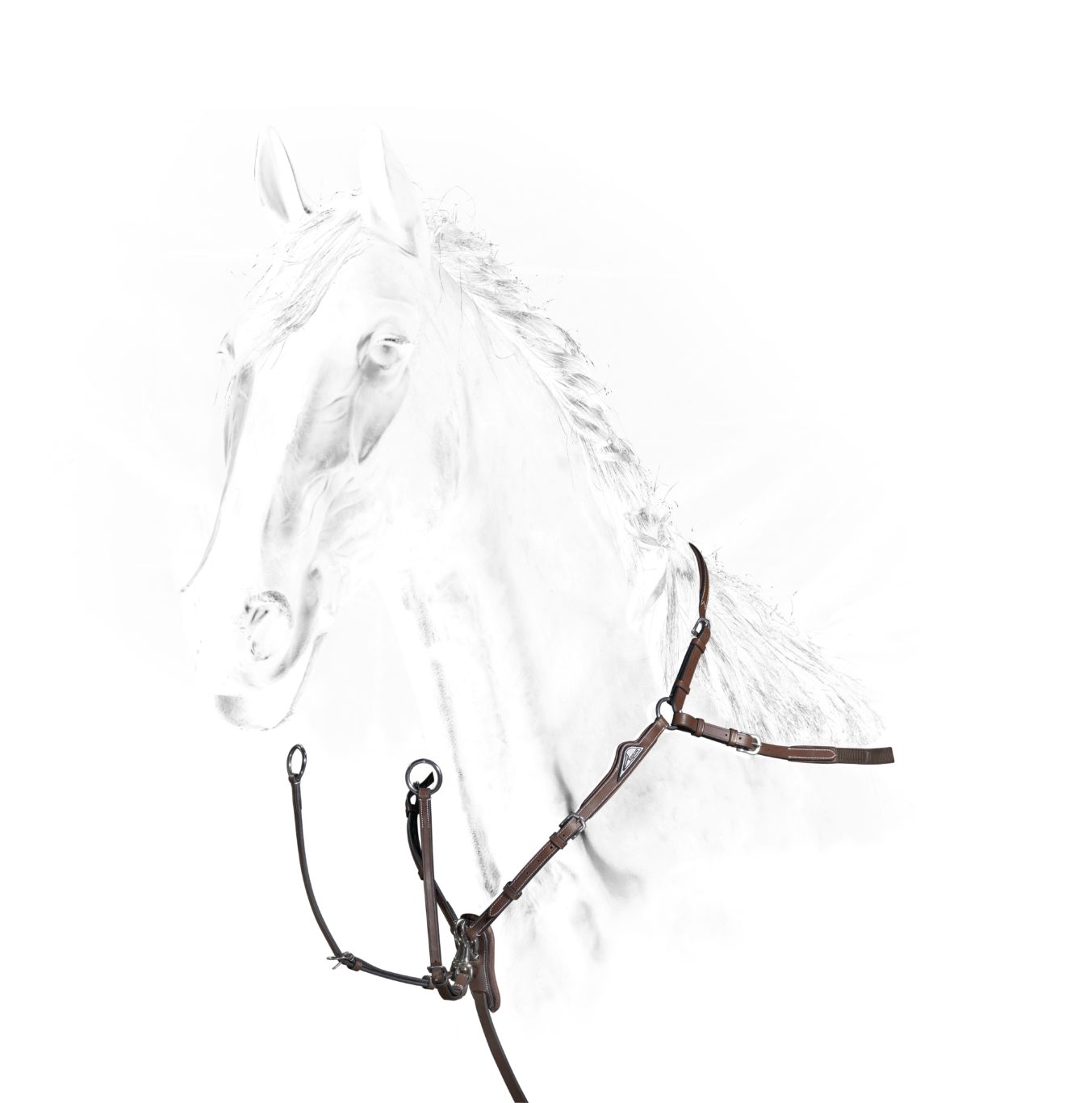 Dark brown jumping breastplate with double adjustment for horse - Equiline