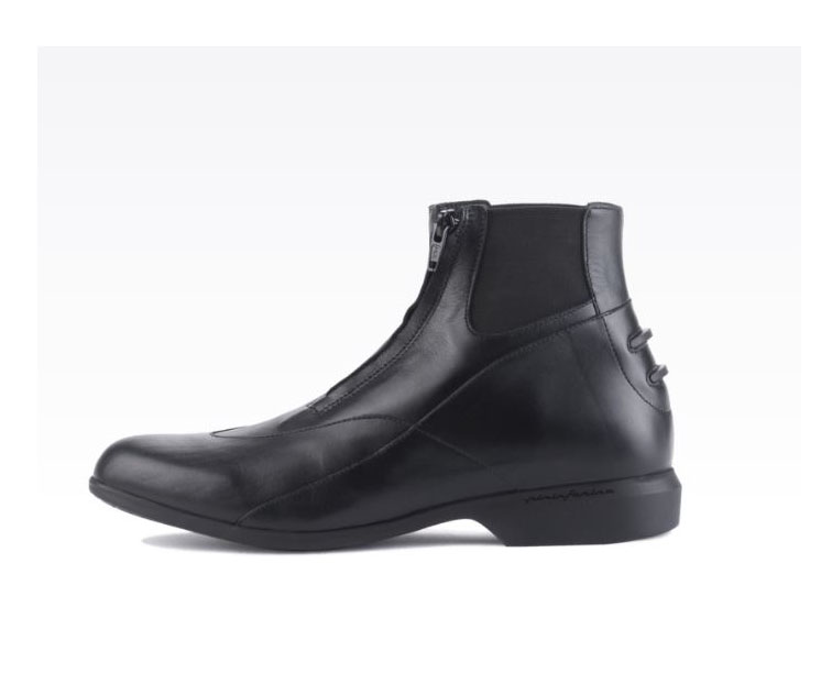 Botines negros de piel para montar a caballo con cremallera para mujer - Freejump