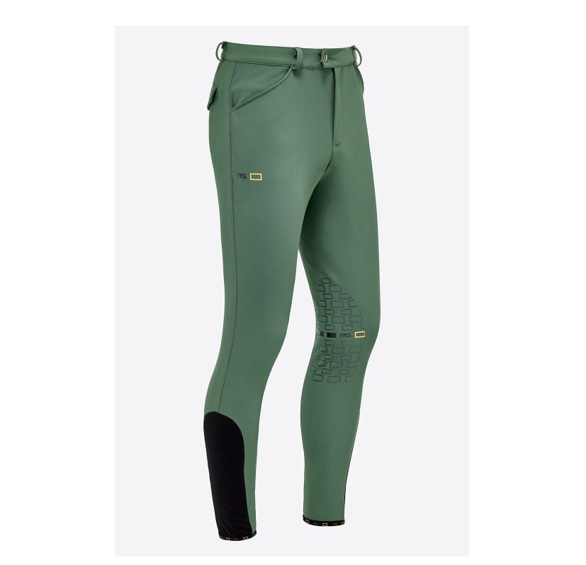 Pantalons d'équitation vert (grip aux genoux) pour homme - RG