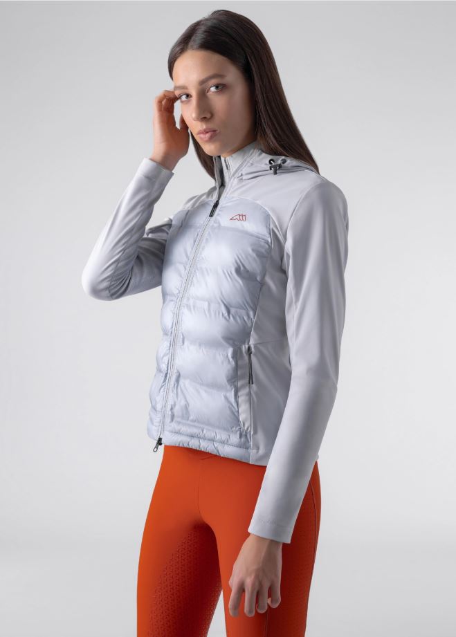 Veste gris clair de nylon tecnico matelassée por devant pour femme-Egrige-Equiline