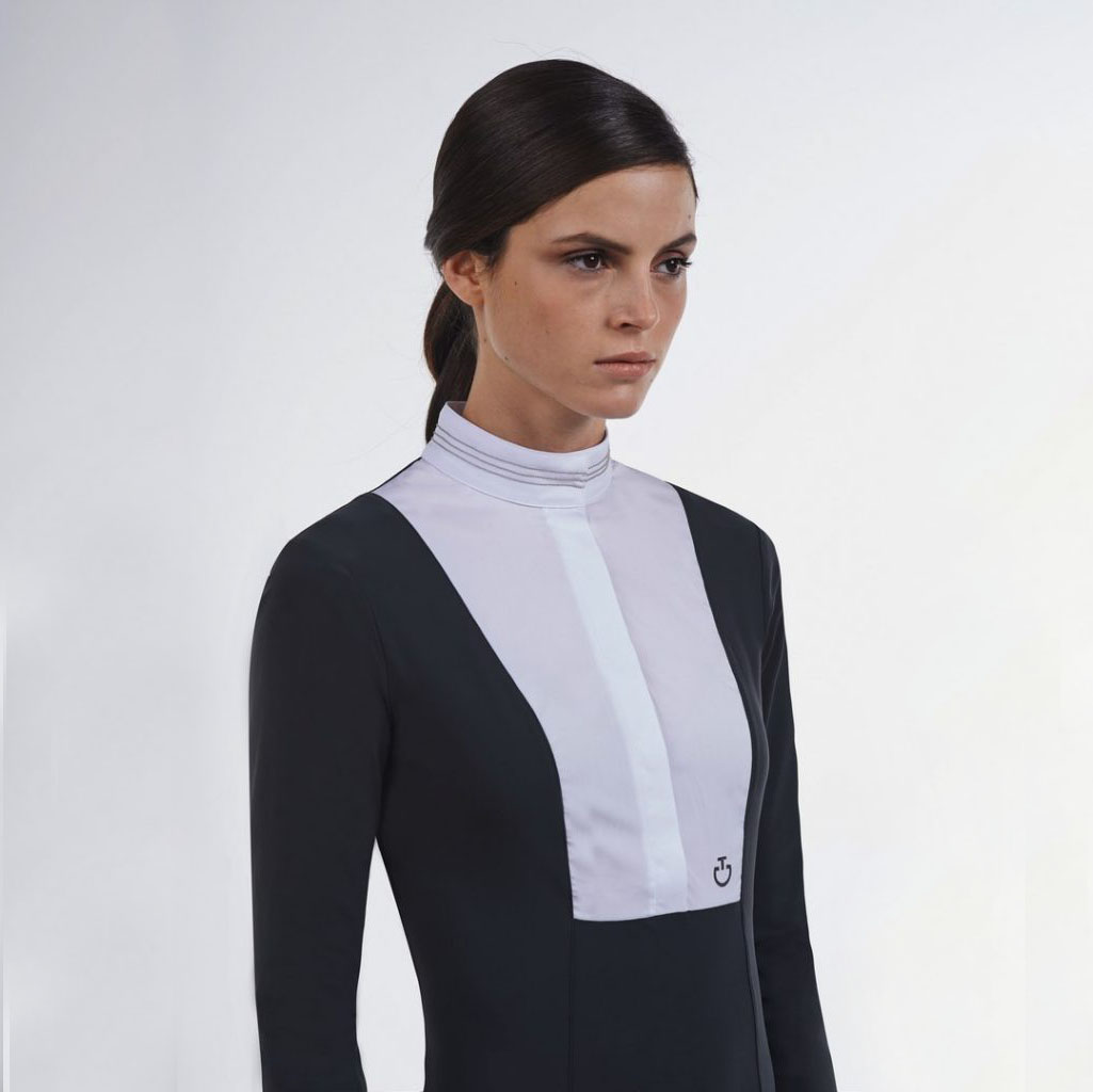 Camisa de competición de manga larga gris oscuro para mujer - Cavalleria Toscana