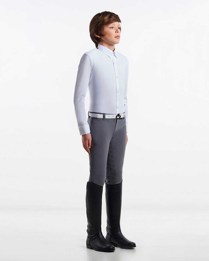 Boys' Classic Long-Sleeve Competition Shirt – White – Cavalleria Toscana