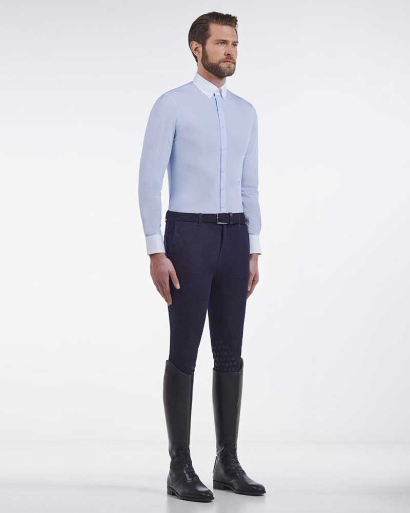 Chemise de concours à manches longues bleu clair pour homme - Cavalleria Toscana