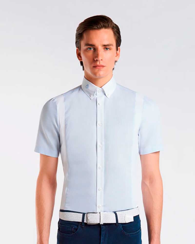 Chemise de compétition à manches courtes bleu clair pour homme - Cavalleria Toscana