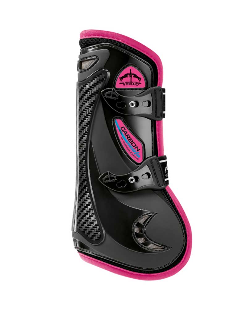 Black and fuchsia front tendon jumping boots Carbon Gel Vento - Veredus