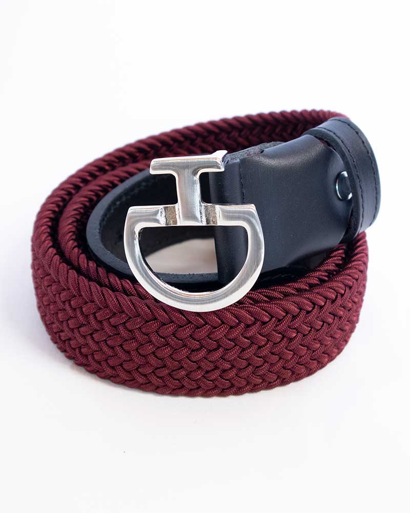 Burgundy Braided Elastic Belt with Black Leather and Logo Buckle – Cavalleria Toscana