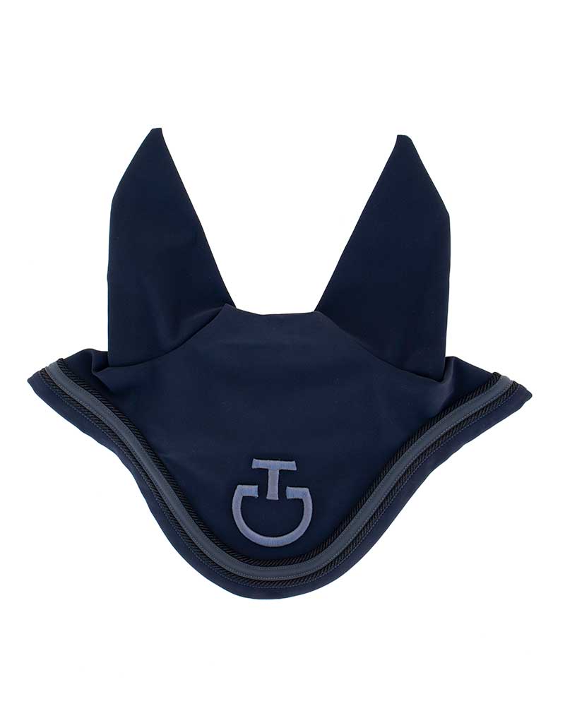Bonnet bleu marine et gris foncé avec oreilles rigides pour cheval et poney - Cavalleria Toscana