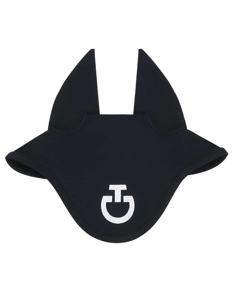 Bonnet bleu marine avec logo brodé en blanc et fines oreilles élastiques pour cheval et poney - Cavalleria Toscana