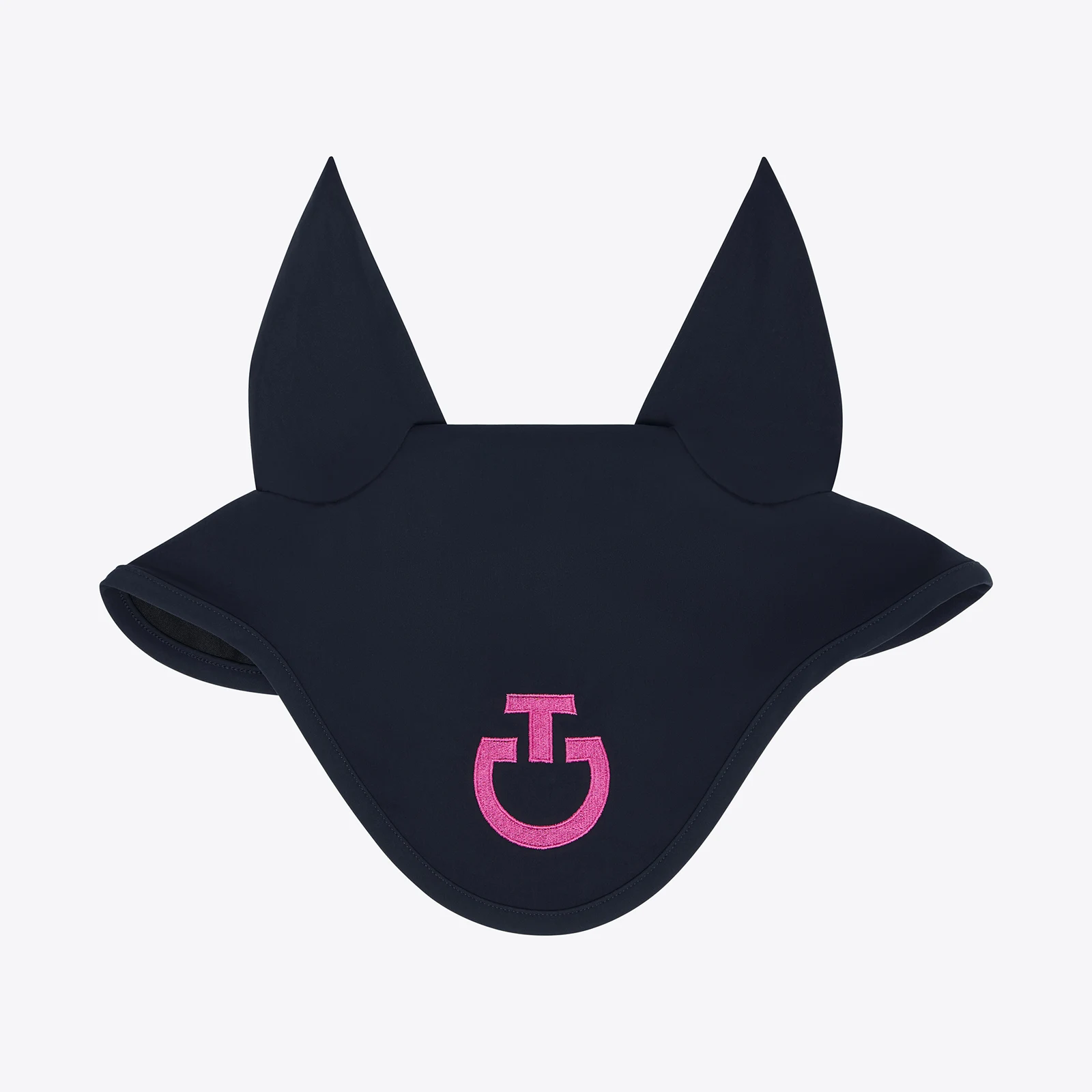 Navy blue earmuffs with pink embroidered logo and thin elastic horse ears - Cavalleria Toscana
