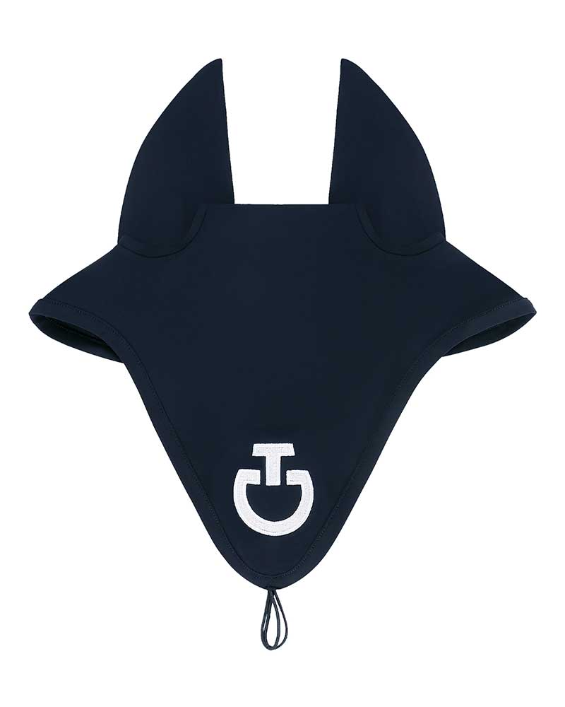 Bonnet bleu marine avec fines oreilles élastiques et attache à la têtière pour cheval et poney - Cavalleria Toscana