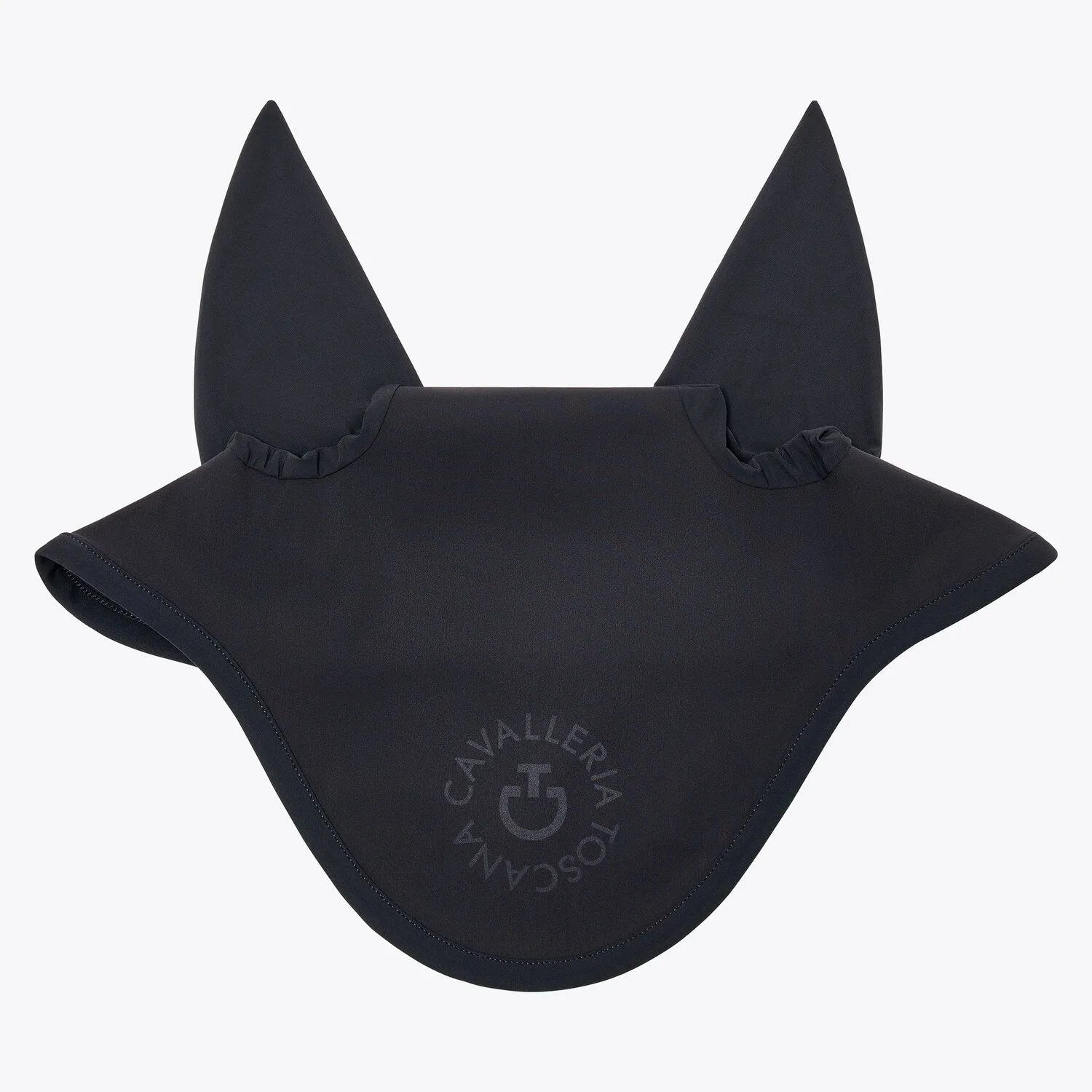 Bonnet noir avec fines oreilles élastiques et attache à la têtière pour cheval et poney - Cavalleria Toscana