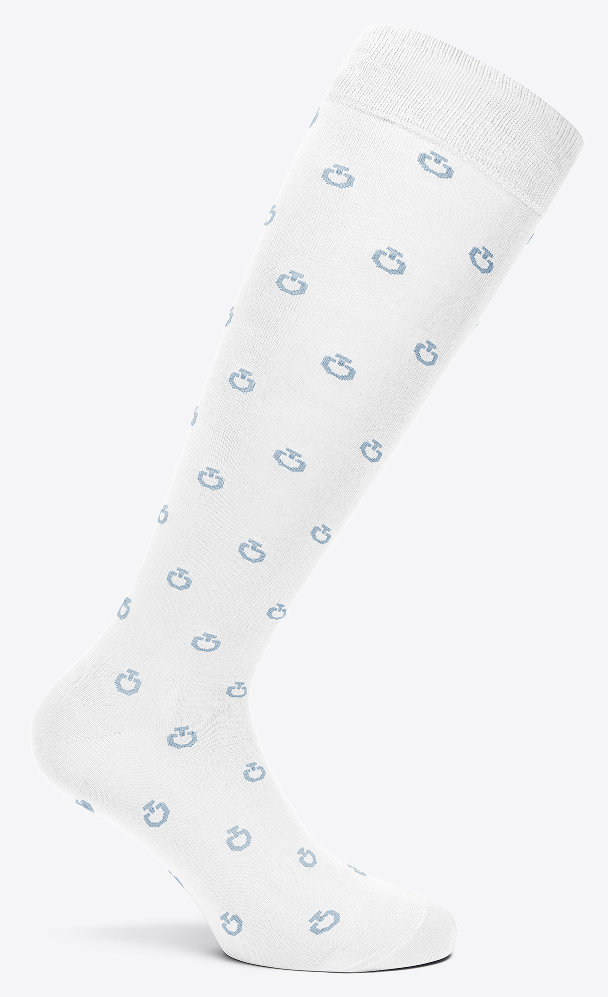 White knee-high socks with light blue mini logo print - Cavalleria Toscana