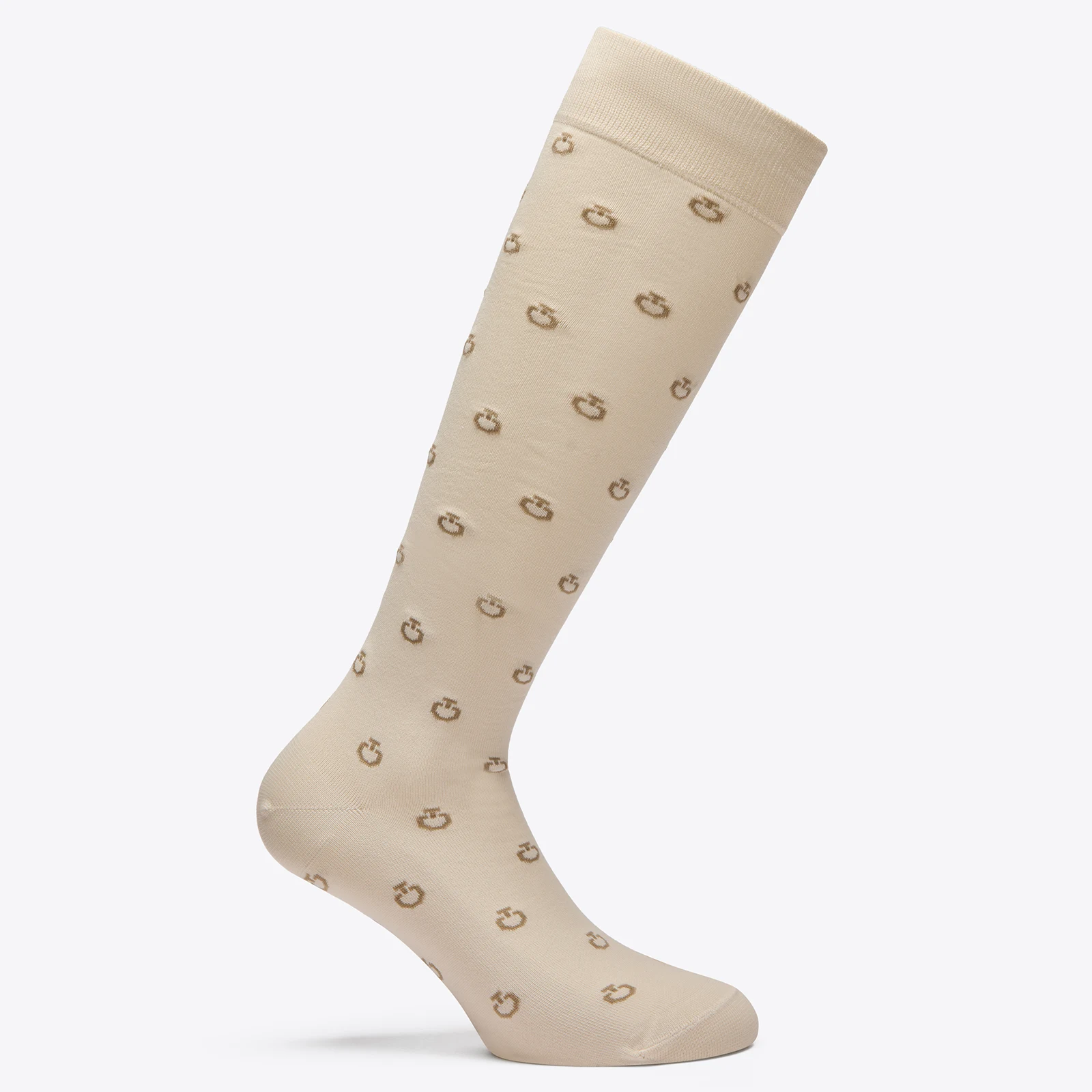 Beige (Rainy Day) technical jacquard socks with mini CT logos - Cavalleria Toscana