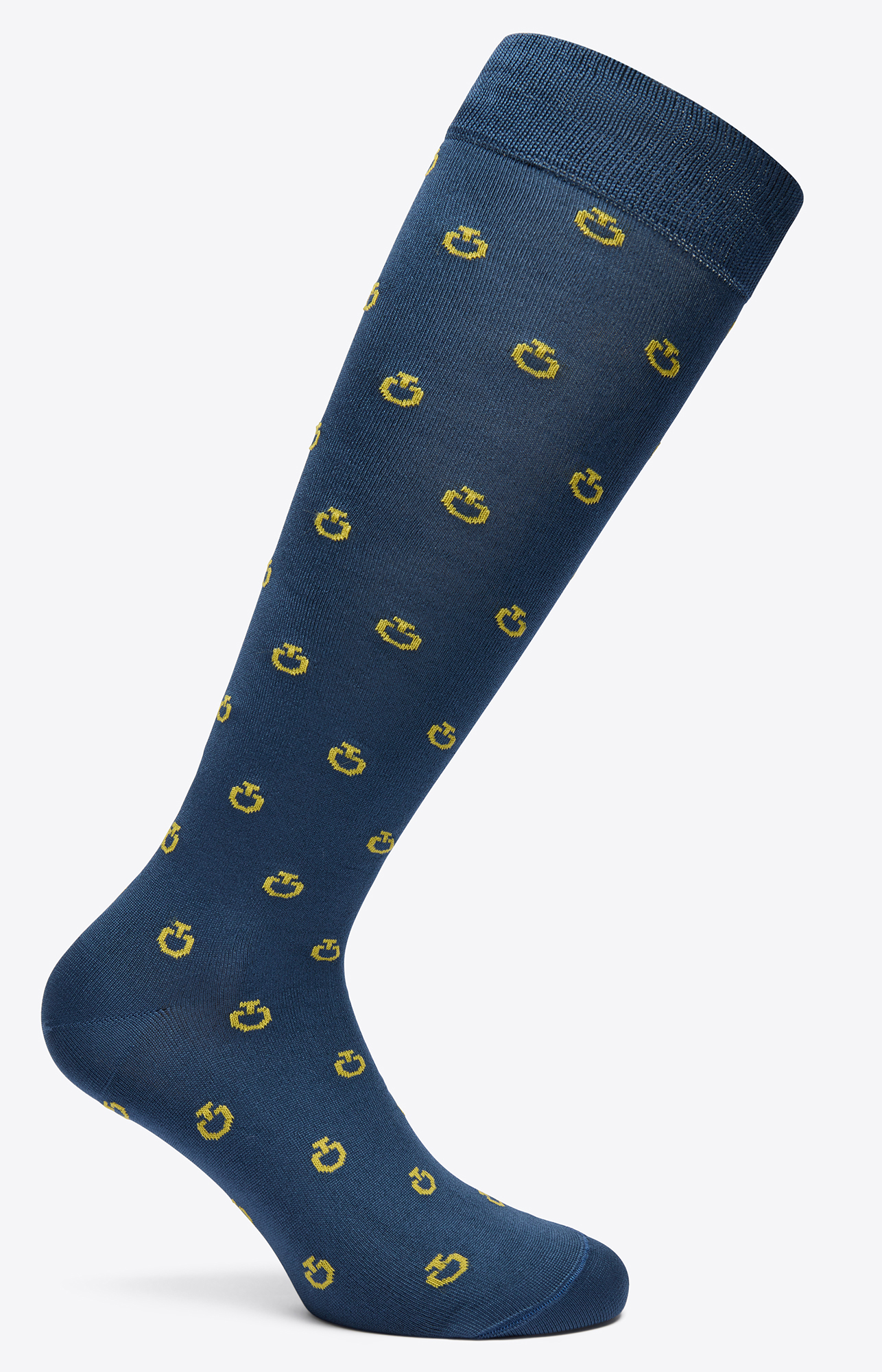 Navy blue knee-high socks with yellow mini logo print – Cavalleria Toscana