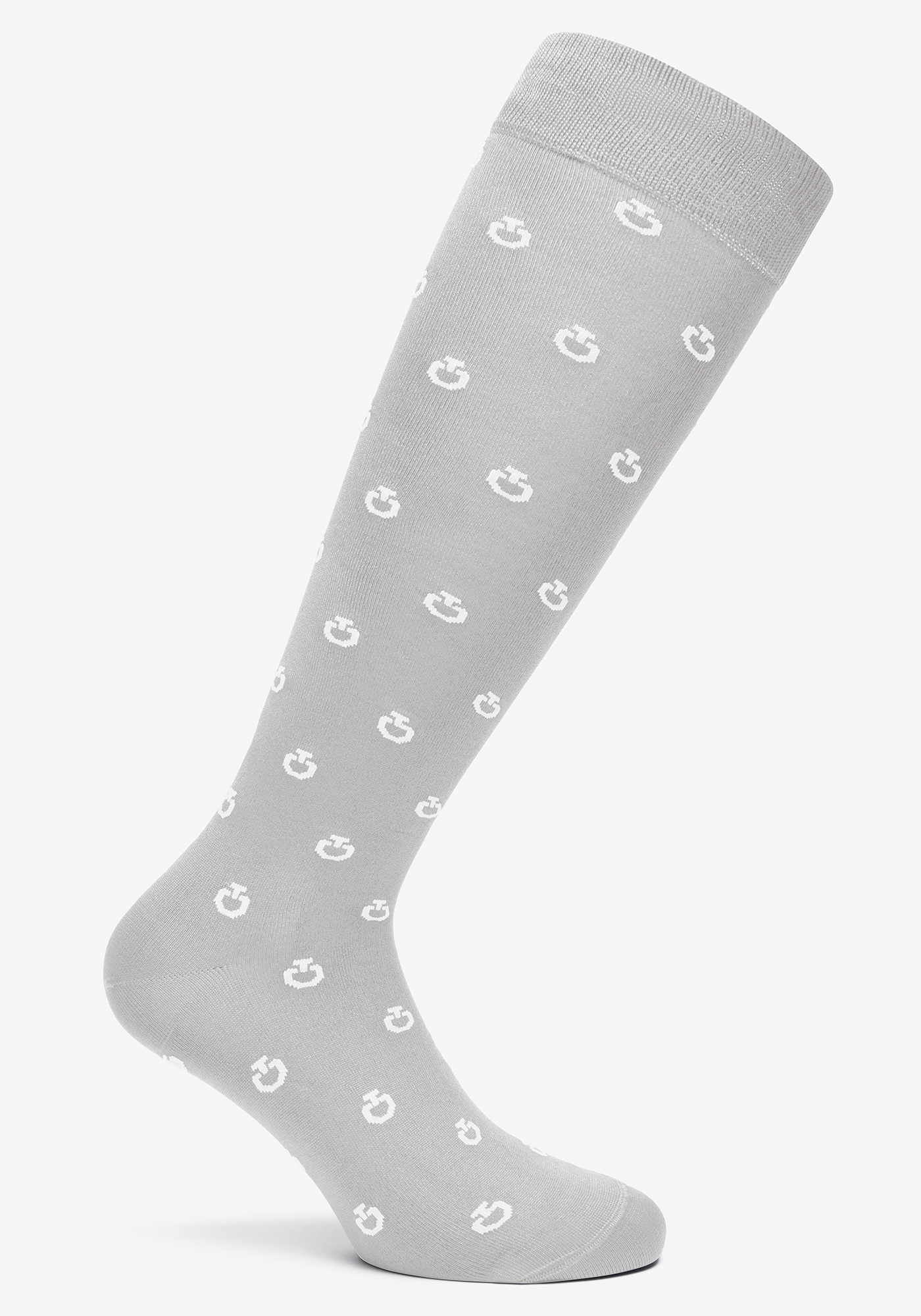 Chaussettes hautes gris clair avec mini logo blanc imprimé - Cavalleria Toscana
