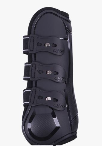 Pack of 2 Black Front Tendon Boots for Horse and Pony - QHP