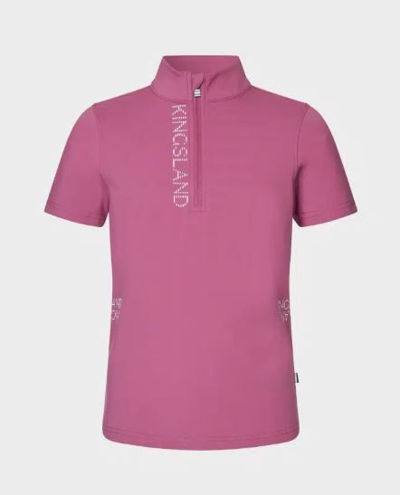 Polo d'entraînement à manches courtes fuchsia (Pink Malaga) avec demi-zip pour fille - KLNana - Kingsland
