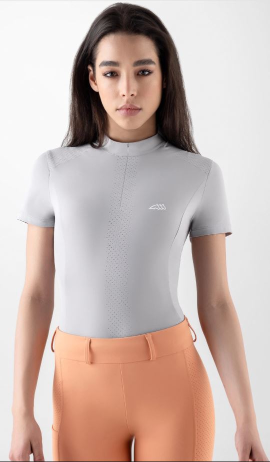 Lilac grey short sleeve training polo for women - Cyelec - Equiline