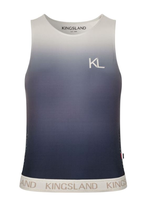 Women’s navy and gold training tank top with mesh sides and lower back KLNaomi - Kingsland
