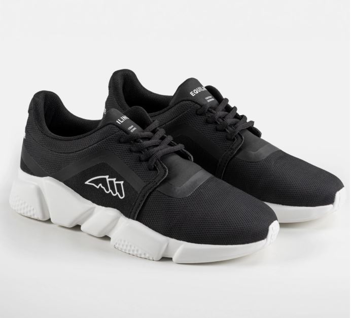 Baskets sport noires avec semelle blanche pour femme-Equiline-