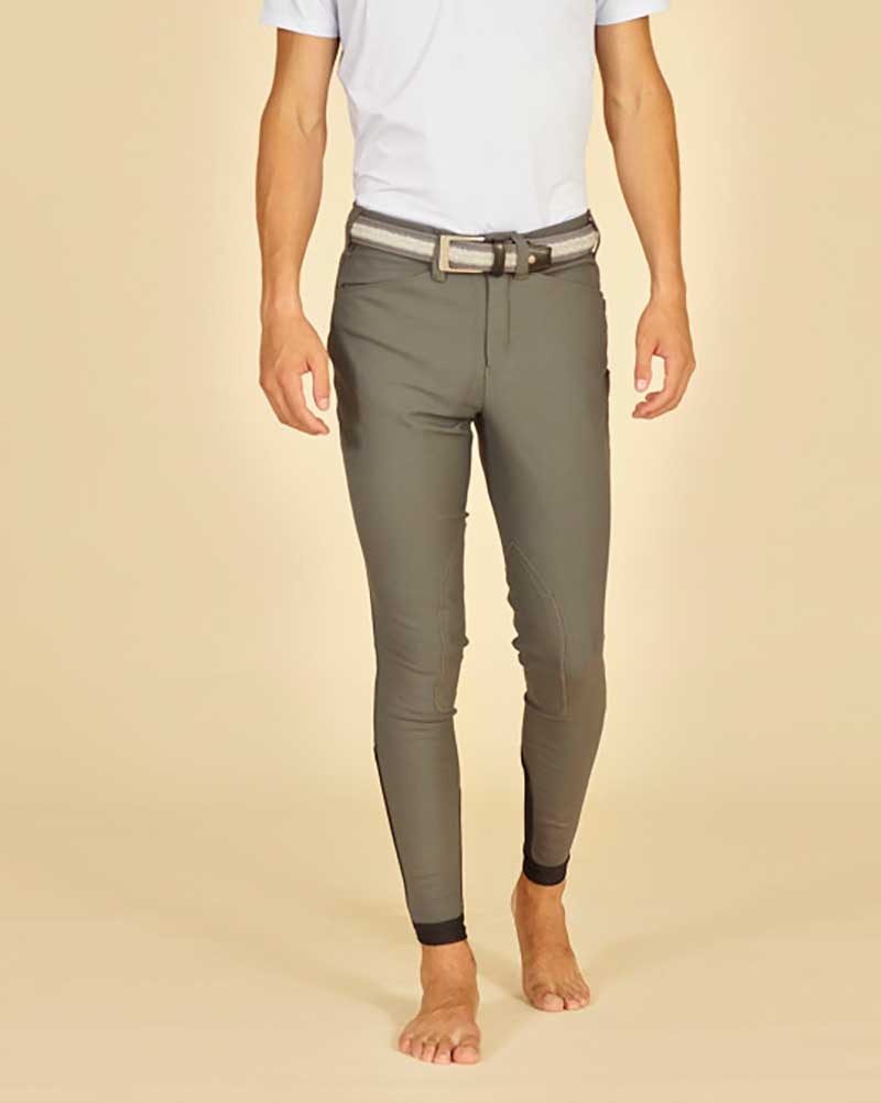 Dark Grey Riding Breeches with Knee Patch for Men - Del Mar - Manfredi