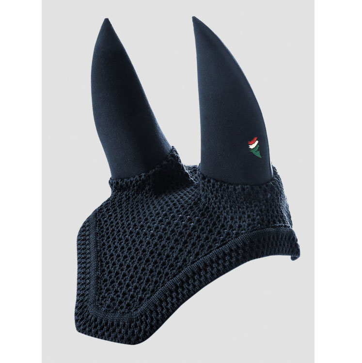 Navy blue crochet earmuffs with anti-noise ears for horses - Dave - Equiline