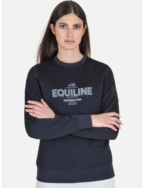 Technical navy blue sweatshirt with round neck for women - Camiliac - Equiline