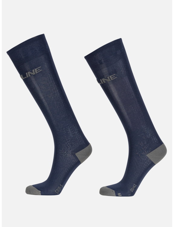 Chaussettes hautes bleu marine avec la marque en gris Cairoc - Equiline