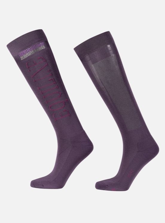 Purple high-top socks with studs - Hortensia - Equiline