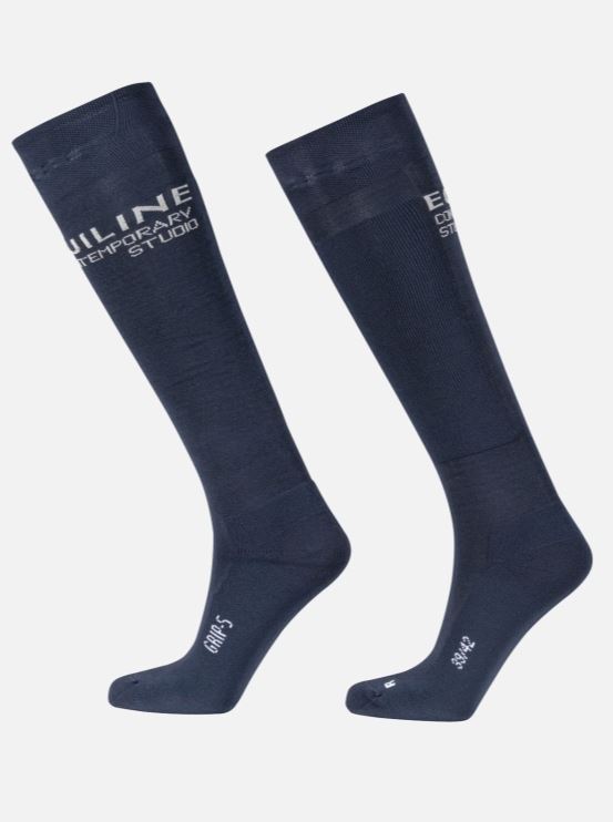 Navy blue high-top socks with horizontal logo - Clorec - Equiline