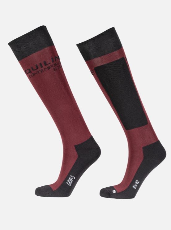 Burgundy high-top socks with horizontal logo - Clorec - Equiline