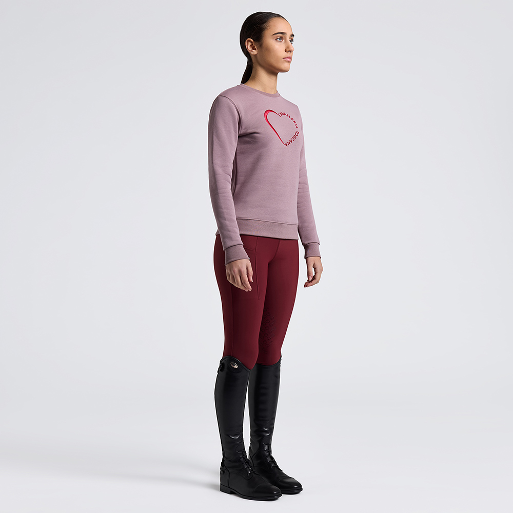 Sweat en coton lilas avec corazón rouge brodé pour fille - Cavalleria Toscana